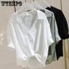 V-neck Shirt Short Sleeved Women's Summer New Korean Version Loose and Slim Chiffon Thin Top
