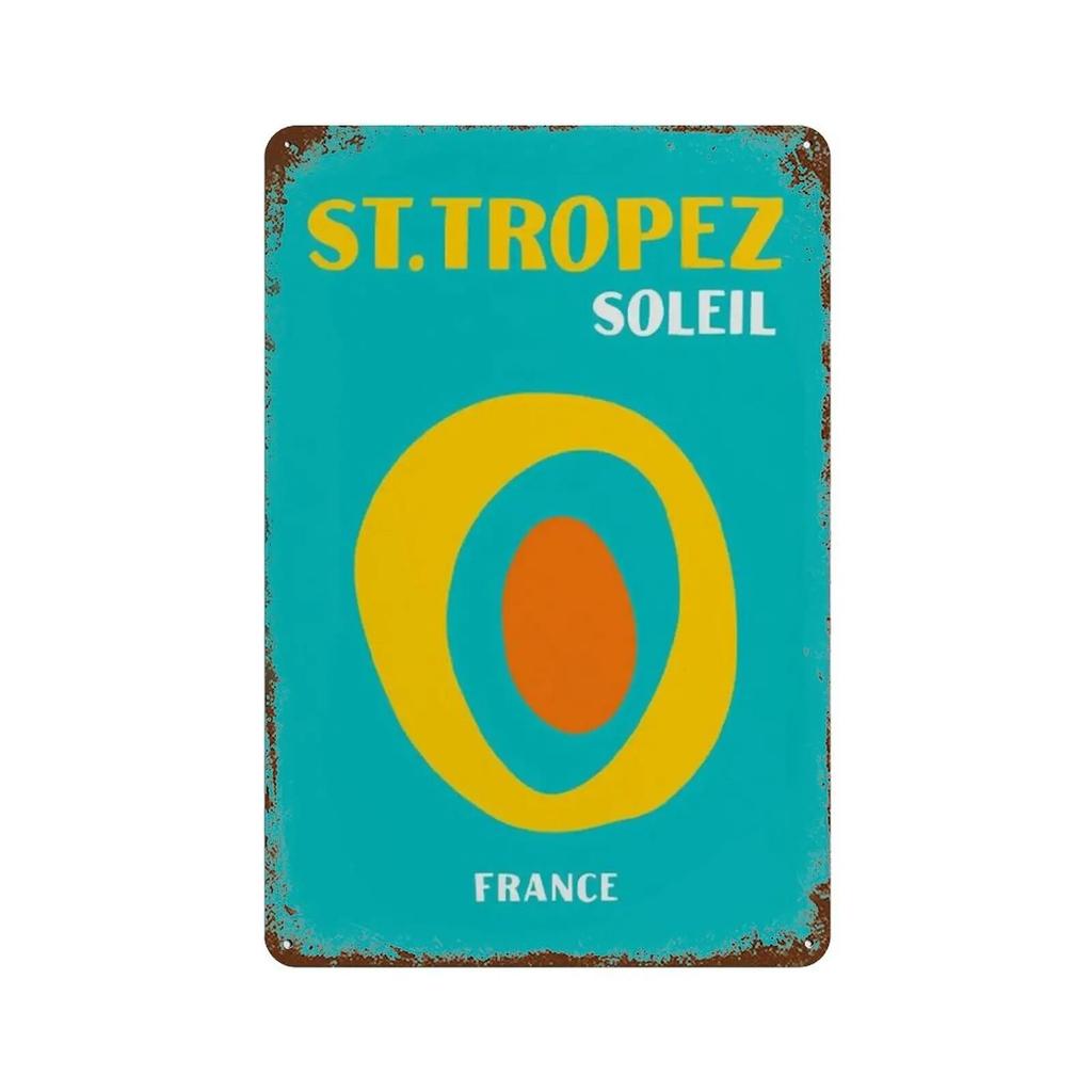 Vintage Metal Signs Decor Modern Scenic Travel Mykonos Palm Miami Wall Art Poster Prints Boho Maximalist Style Picture