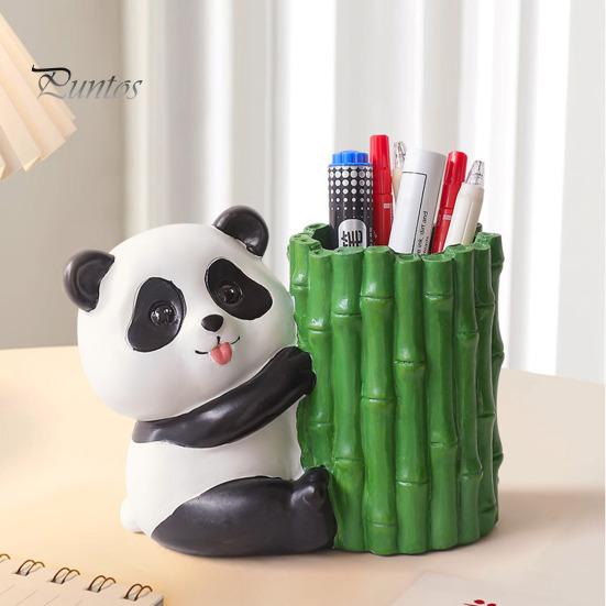 Подставка для ручек в форме бамбука в форме панды, органайзер для стола из смолы, держатель для карандашей в виде животного, контейнер для хранения канцелярских принадлежностей
