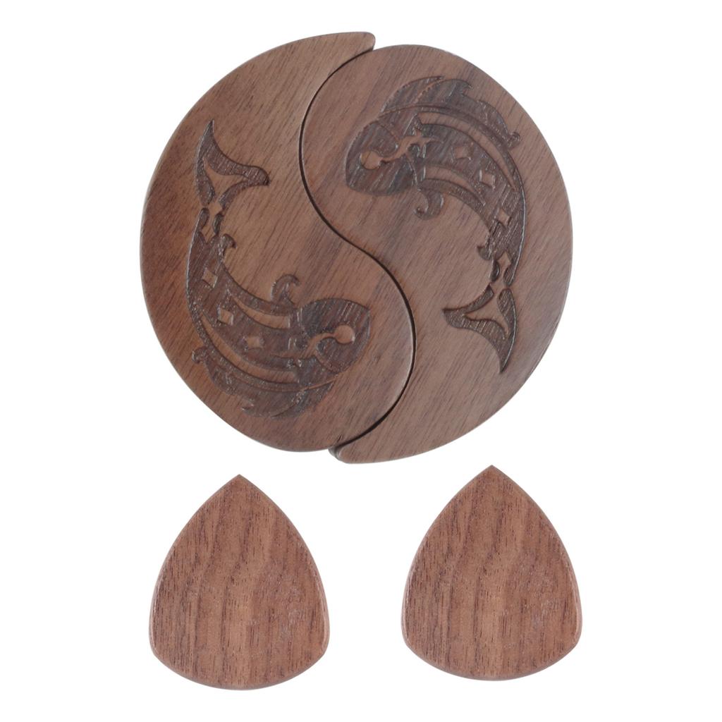 Wood Guitar Pick Storage Box Container Portable Guitar Pick Box Holder Rotating Open Guitar Pick Collector Birthday Gift