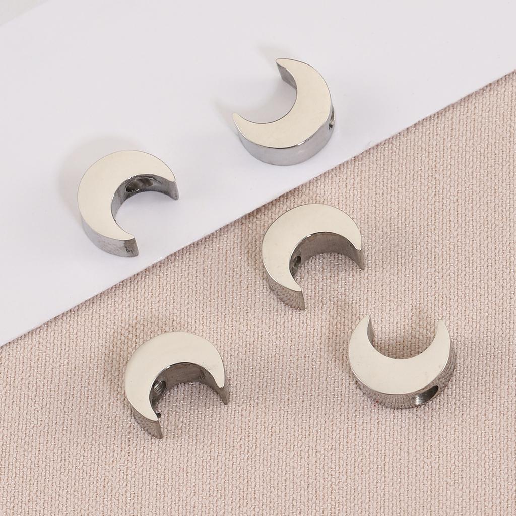 5-10pcs Stainless Steel Moon Shape Beads Gold Color Spacer Beads for Bracelet Necklace DIY Jewelry Making Findings Wholesale