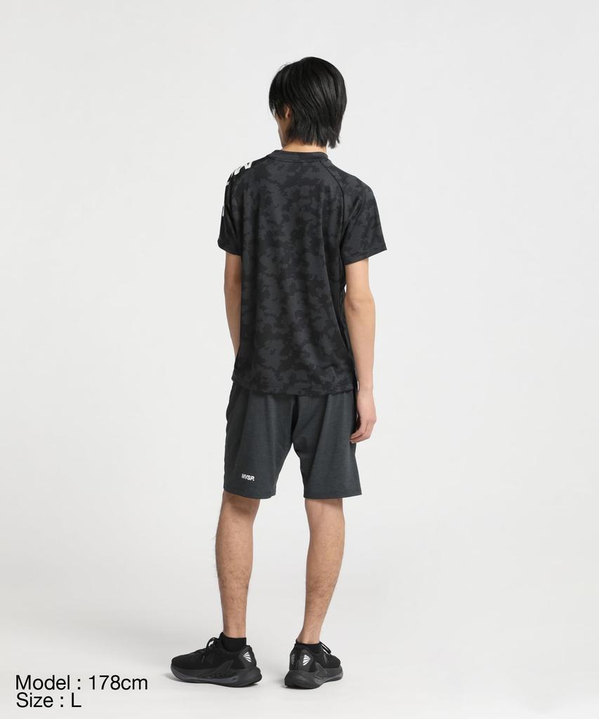 Move Sports Descente Футболка мужская с коротким рукавом для тренировок с защитой от УФ-лучей, размер M, защита, влагоотводящая, быстросохнущая, эластичная, футболка, DX-C2854AZ, черная,