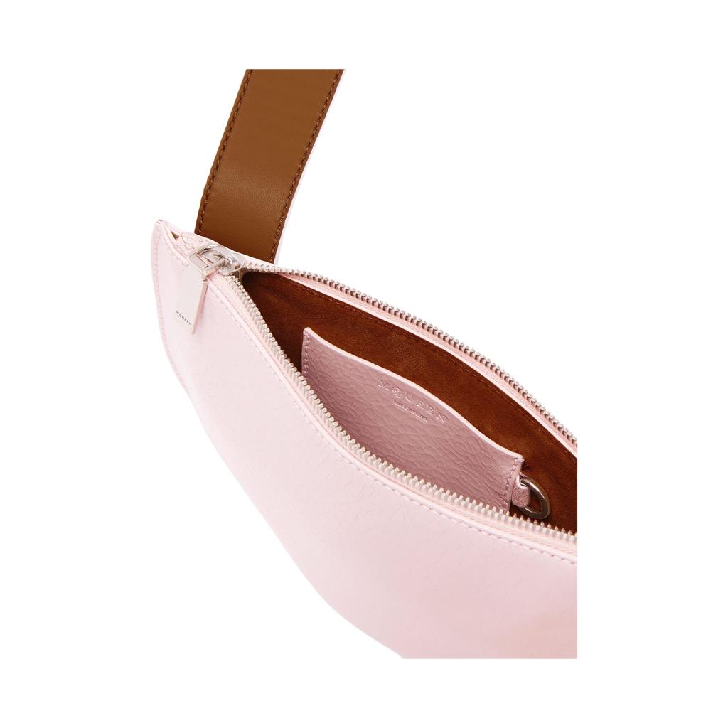 Alexander McQueen T-Bar Sling Adjustable Shoulder Strap Zipper Closure Calfskin Shoulder Bag Coin Purse Women shoulder bag Pink 813535-1AAWU-1063
