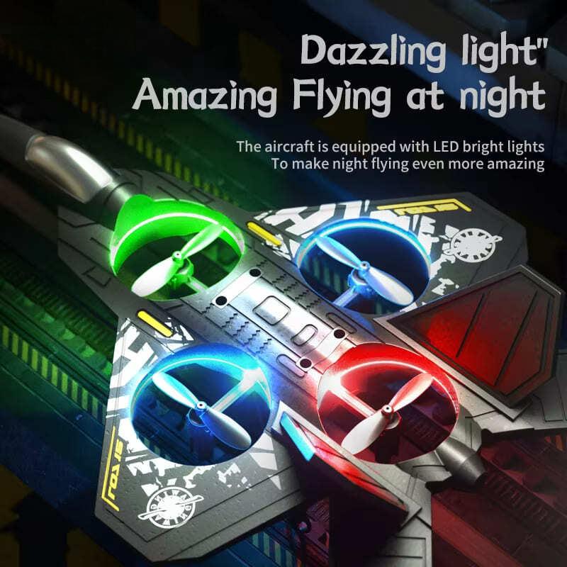 New Remote Control Aircraft 2.4G Fighter Gravity Sensor Helicopter Glider with Light EPP Foam Fighter Fixed Wing Quadcopter Boys Children Gift Toy