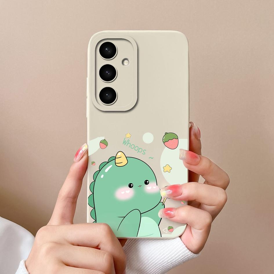 Phone Shell For Samsung A05 A36 A56 A26 S25 Plus Ultra F14 A05S A16 Case Liquid Silicone Lovely Dinosaur Cover Shockproof Protective For Samsung Capas