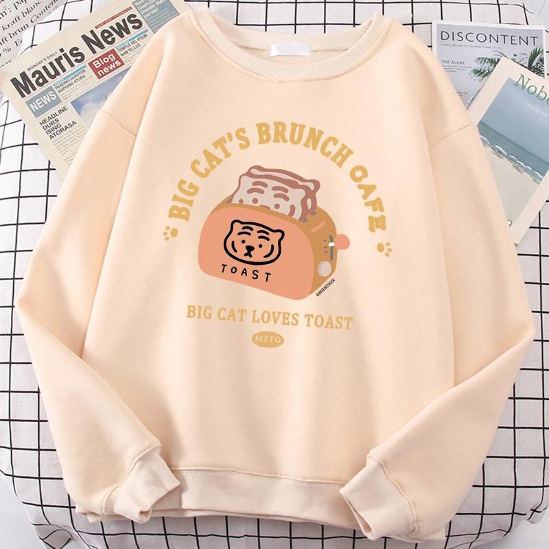 Cat Bread Maker Funny Cartoons Hoodies Women Autumn Fashion Sweatshirt Harajuku Hoody Loose Comfortable Clothing Hoodies & Sweatshirts Women’s