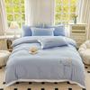 Ins Korean Version of Washed Cotton Bedding Four-piece Set Bed Sheet Quilt Cover Embroidery Dormitory Bedding Three-piece Set