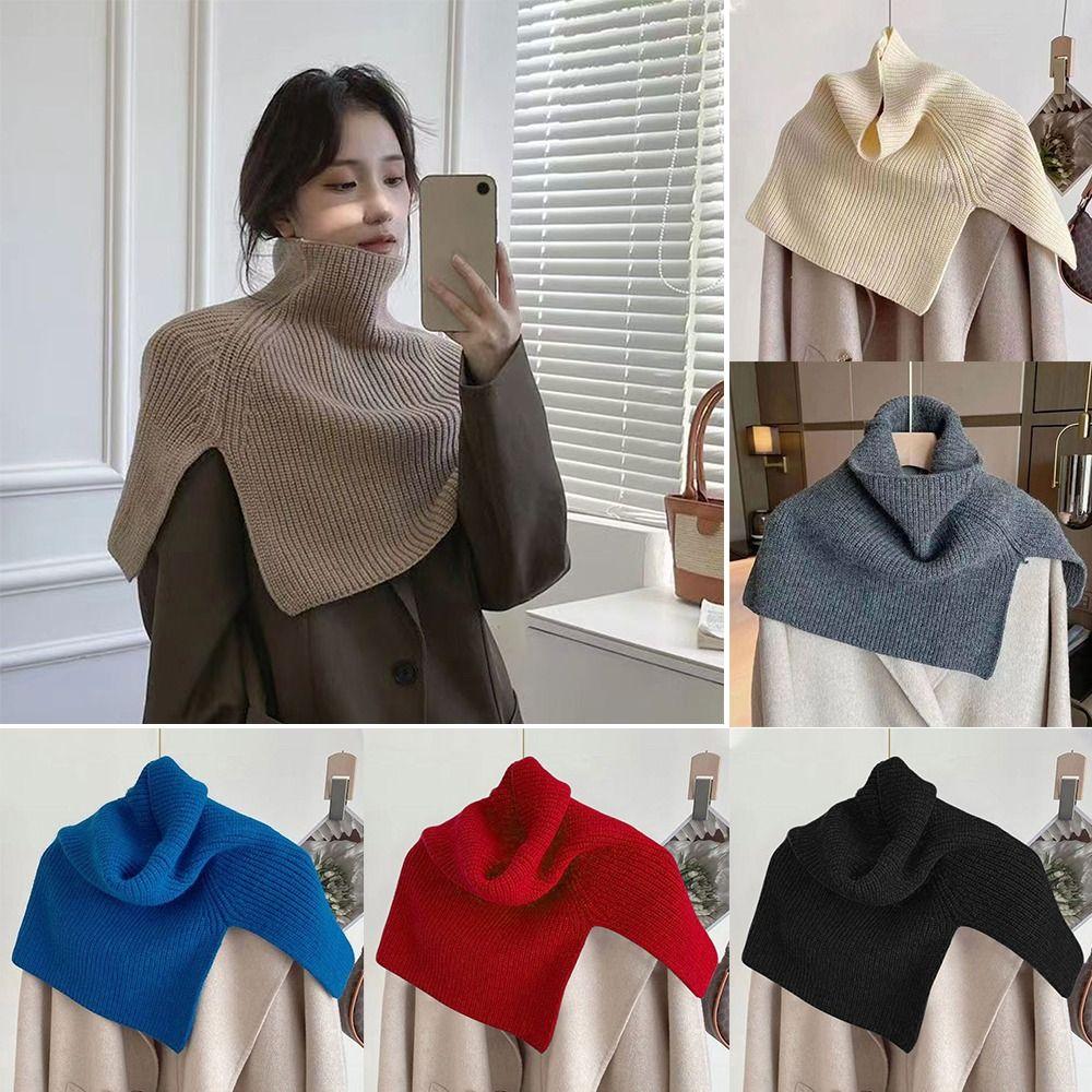 Winter Supplies Neck Wrap Shawl Solid Color High Collar Cross Scarf Gift Knitted Scarf