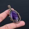Amethyst Gemstone Pure Copper Wire Wrapped Handmade Pendant Jewelry For Her