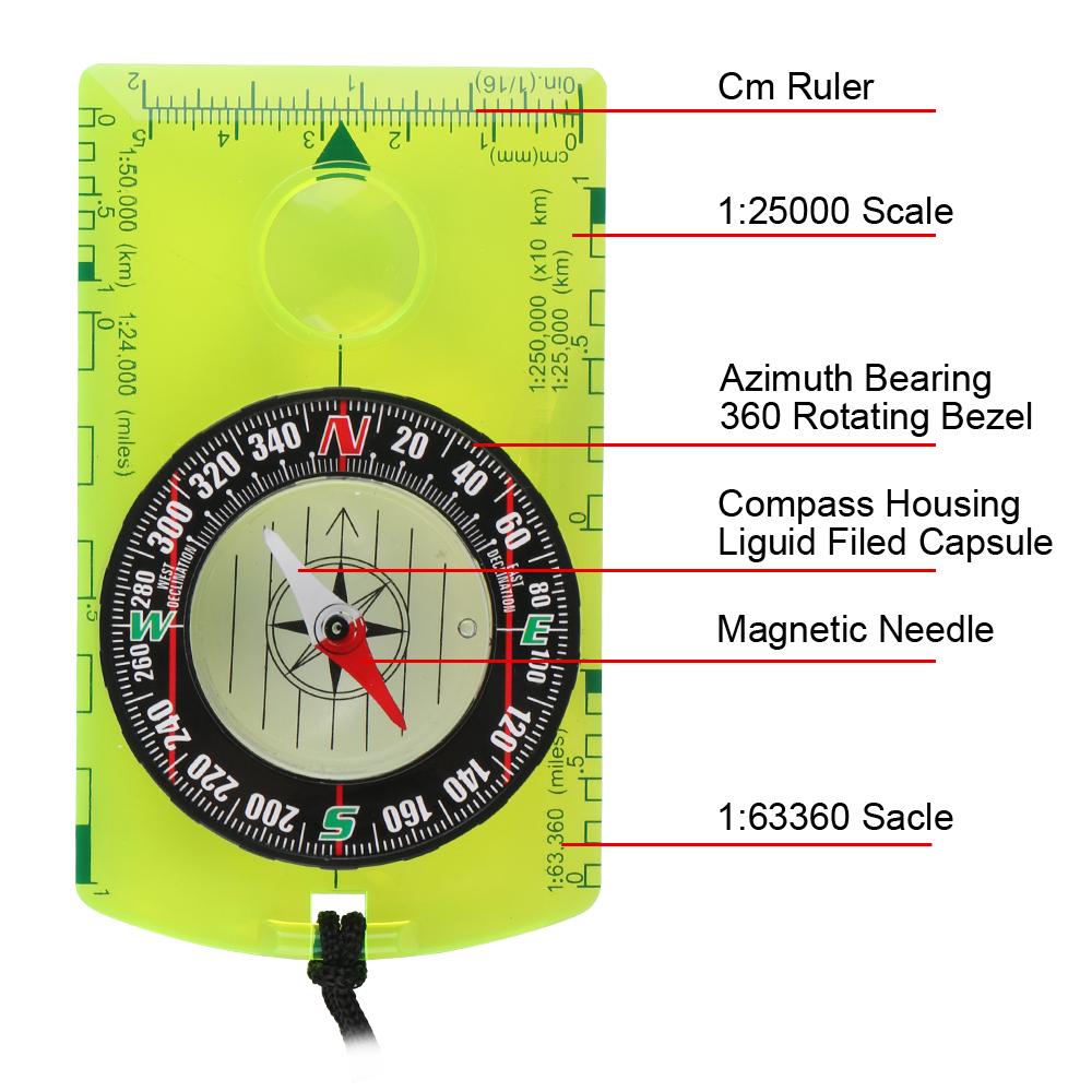 Waterproof With Magnifier Compass Ruler Advanced Magenetic Needle Compass Scaled Outdoor Gadget For Navigation Hiking Orienteering Scout