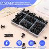 240Pcs Black Push P,5 Style Thumb Tacks, Black Plastic Push P for Bulletin Boards, Cork Board,Wall,Cork Board Accessories, Office Home Supplies