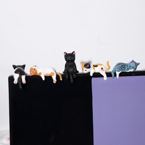 5/12 шт. Мини-фигурка кошки Крепление на приборную панель автомобиля, экран центрального управления, дисплей, спящий, лежащий, сидящий котенок, статуэтка, скульптура животного, украшение