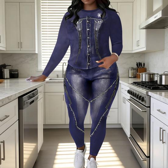 Женский комплект из двух предметов: топ с длинными рукавами, облегающие леггинсы и брюки, сексуальный спортивный костюм для вечеринок и клубов.