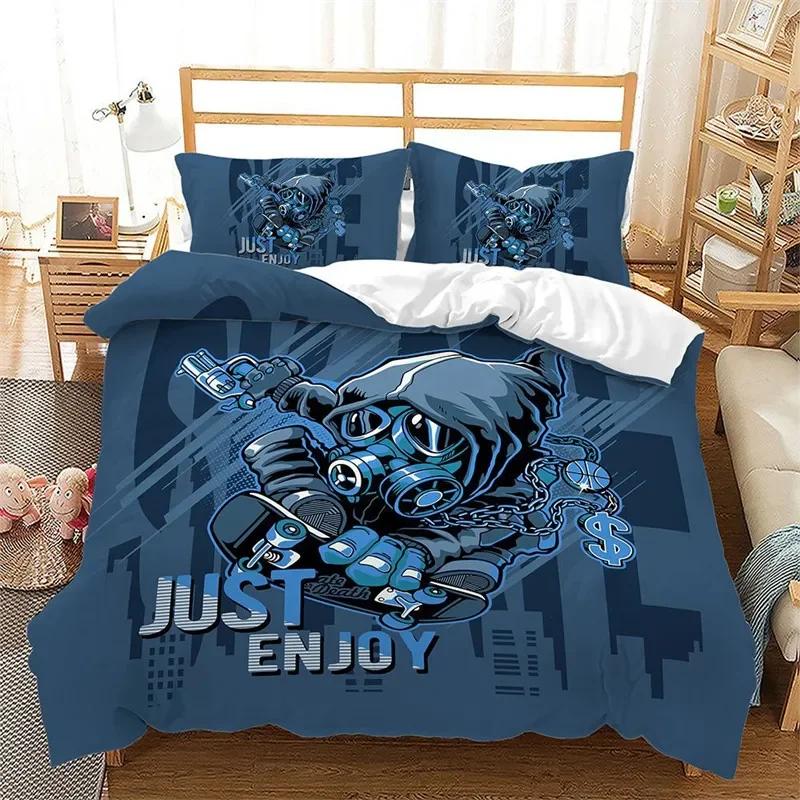 Skateboard Duvet Cover Microfiber Extreme Sports Game Bedding Set Astronaut Spaceman Skateboard Quilt Cover For Kids Teen Boys