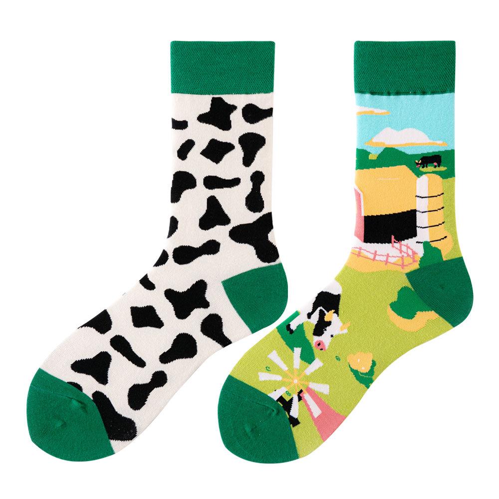 Asymmetric Colorful Christmas Cotton Socks for Couples