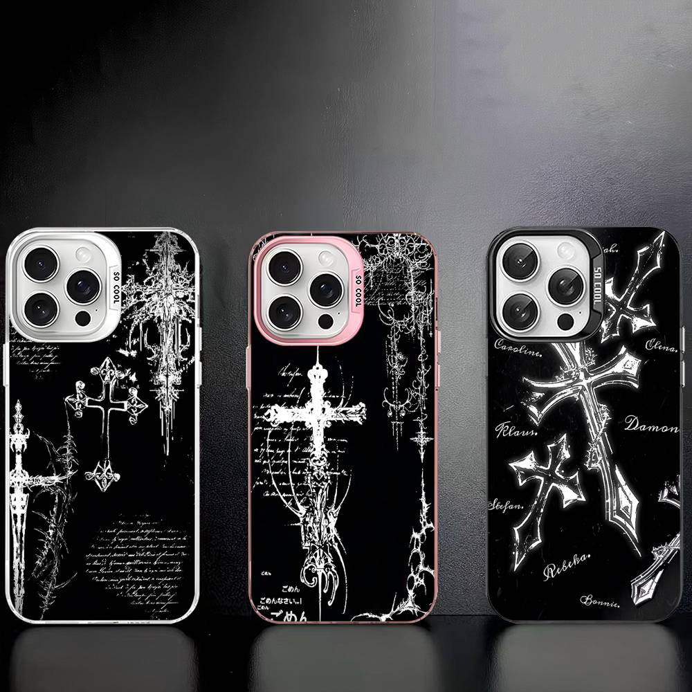 Готический Кибер Сигил Крест Цветной Чехол Для Телефона Для iPhone 17 16 15 14 13 12 11 Pro Max Plus Матовый Чехол