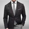 Men's Plaid Lapel Long Sleeved Suit Jacket Casual Suit Top Coat