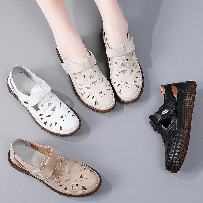 Летние женские римские сандалии Mary Jane Beach Shoes Closed Toe Casual Soft Walking Sandals for Girl Plus Size