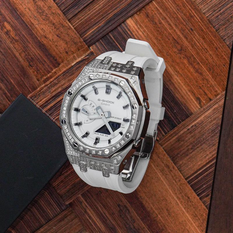 Casio Часы из Коллекции на Кварцевом Механизме Унисекс Белый Циферблат GA-2100-7A7(Watch8--)