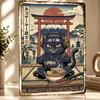 Gaming Samurai Cat Eating Ramen Metal Poster Perfect Gift for Fans Lovers Customized Wall Art Metal Sign for Vintage Decor Room