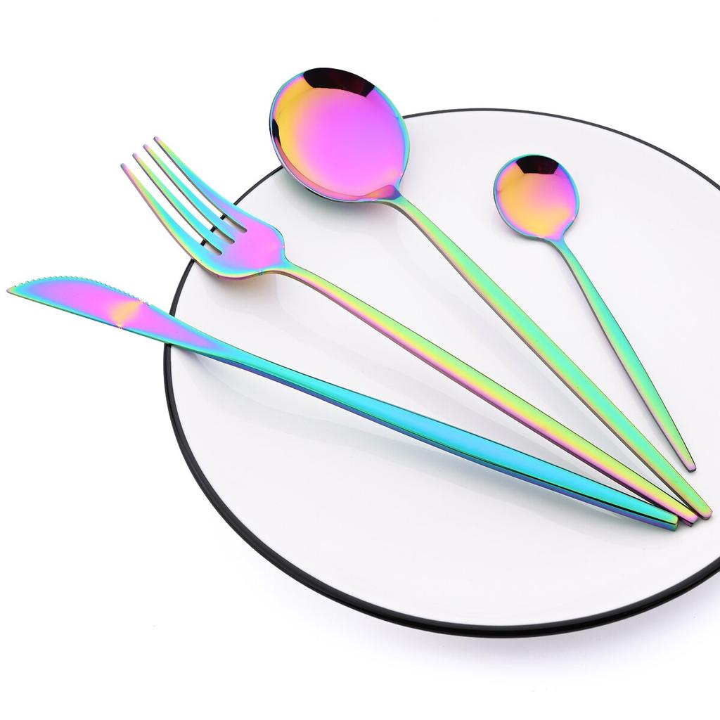 24 шт., мятно-золотой набор столовой посуды, нож, вилка, кофейная ложка, столовые приборы, столовые приборы в стиле вестерн из нержавеющей стали, столовые приборы, столовое серебро