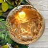 Wood 1pc Baptism The Birth of The Savior Golden Sun Flat Wood Porch Wreath Hanging Print Sign Painting Home Decoration for Door, Wall, Home, Room,