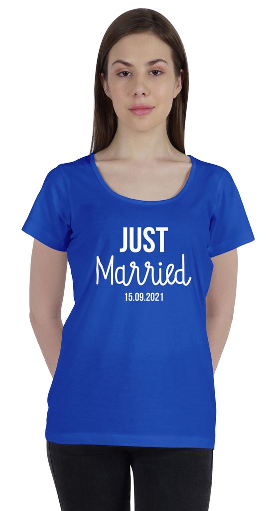 Inkdotpot Персонализированная женская футболка-топ Just Married Свадебное объявление