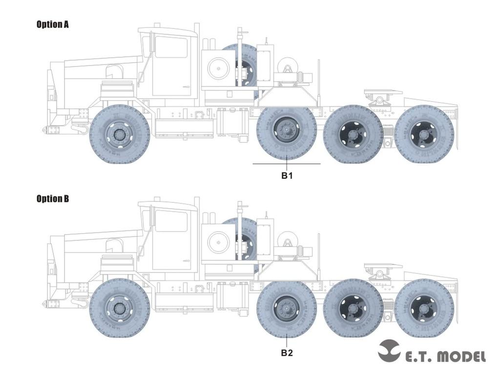 ET Model 1/35 Scale Modern US Army M911 C-HET (8x6) Tank Transport Truck with Weight-Deforming Tires for Meng Models, Plastic Model Parts P35-118