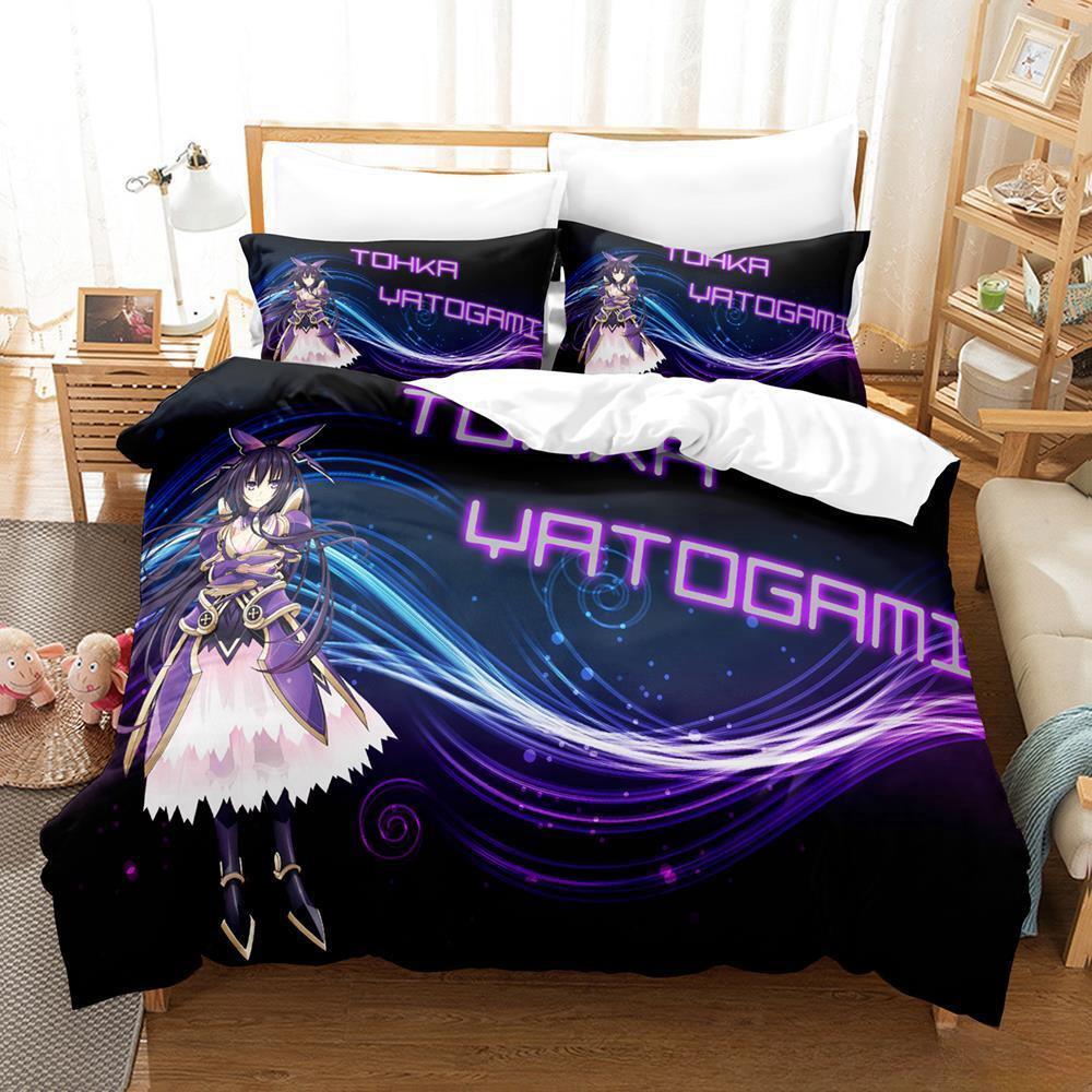 Новый комплект постельного белья Date A Live Токисаки Куруми Односпальный Полуторный Двуспальный Кинг-сайз Комплект для кровати Взрослый Детский Спальня Аниме Комплекты пододеяльников