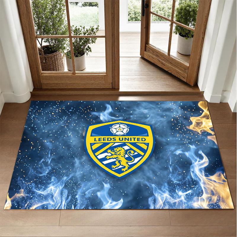 Коврик с дизайном футбольного клуба Leeds United из кристаллического бархата, мягкий декоративный коврик для спальни, прихожей