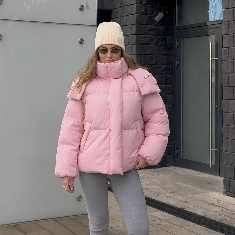 Women's Winter Warm Jacket With Hood Windproof Hooded Jacket With Pockets Full Zip Padded Coat Casual Warm Quilted Thick Coat Outwear for Women