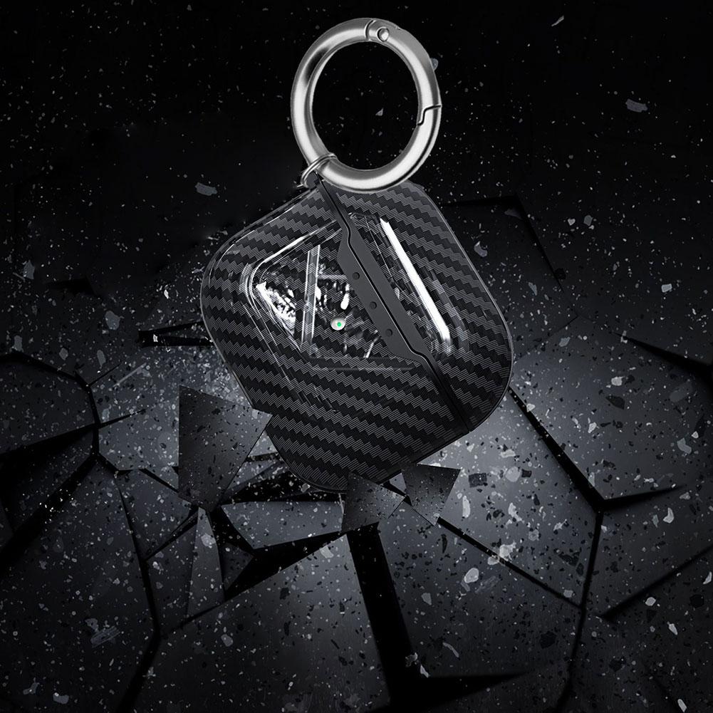 Shockproof Carbon Texture Wireless Earphone Accessories Carbon Fiber Cover Case Fit For AirPods Pro 3 All Around Protection