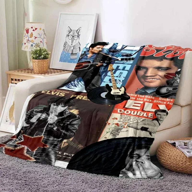 E-Elvis Presley Throw Blanket Soft Flannel Thin for Bed Sofa Cover Bedspread Home Deco Picnic Cooling Blankets for Beds Gift