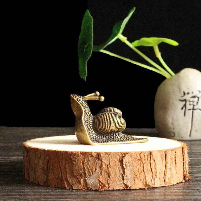 1 шт. Сделайте старые латунные украшения в виде улитки, скульптура животного, мини чайный питомец, украшение для дзен-сада, подарок, металлические изделия ручной работы, поделки фэн-шуй