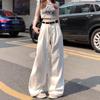 2025 Autumn Women's High-Waisted White Wide-Leg Jeans: Slimming, Loose, Pleated Straight-Leg Fit