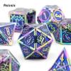 7 Pcs Blue Red Double Swords Metal Dice Solid Polyhedral Dice Set Suitable for Role-Playing RPG  DND Pathfinder Board Game