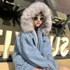 Джинсовая куртка из овечьей шерсти, женская зимняя корейская версия свободной утепленной хлопковой куртки с капюшоном, топы из хлопковой куртки