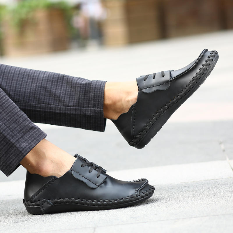 Мужская повседневная деловая обувь 38-50, модельные туфли из натуральной кожи