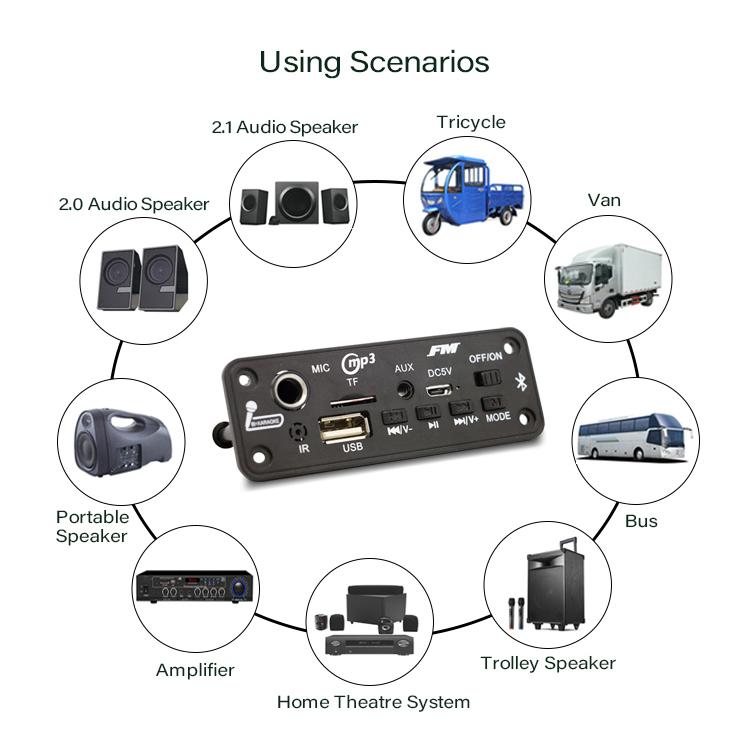 DC 5 В 5 Вт усилитель MP3-декодер плата Bluetooth автомобильный MP3-плеер автомобильный FM-радио TF USB микрофон громкой связи
