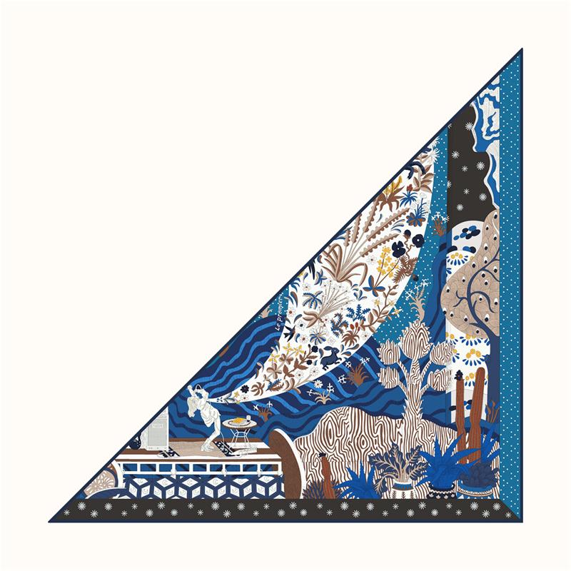 POBING Silk Scarf Women Geometric Triangle Scarves Head Echarpes Silk Foulards Femme Wraps Beach Shawls Bandana Lady Hijabs