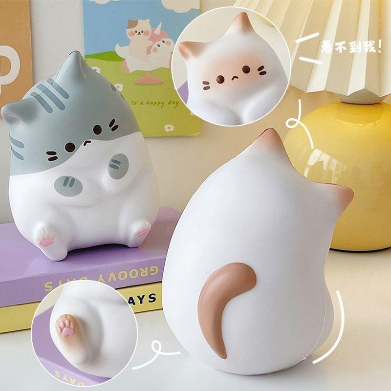 Кошка Медленно Поднимающаяся Игрушка-Сквиш, Кавайная Кошка Антистресс Мячик для Стола Мягкая Поролоновая Игрушка-Сжималка для Снятия Стресса и Расслабления Подарок