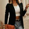 Женский однотонный кардиган с открытой передней частью, формальный костюм, блузка с длинными рукавами, пальто