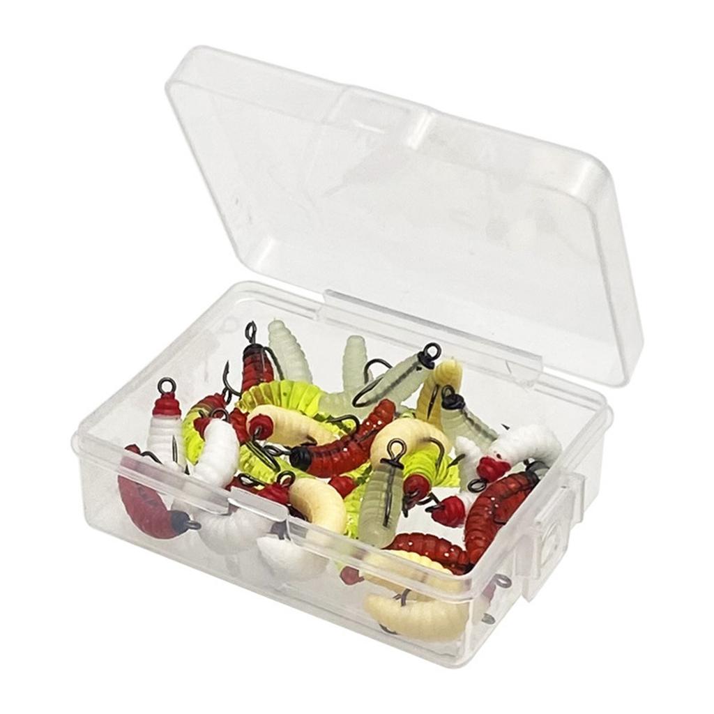 30 шт. мягкие приманки-черви, искусственные приманки из хлебного червя, мягкие пластиковые рыболовные приманки с крючками для аксессуаров для рыболовных снастей