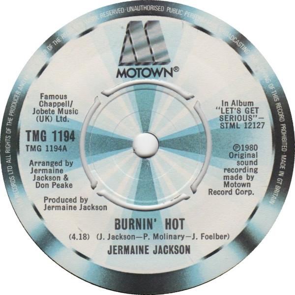 7-дюймовая пластинка JERMAINE JACKSON - Burnin' Hot TMG1194 Motown 1980 UK Соул/Фанк Б/У