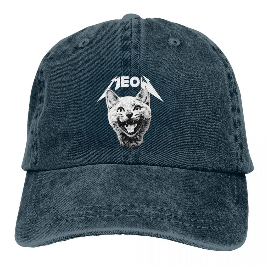Стираная мужская бейсболка Meow Trucker Snapback Ковбойские кепки Dad Hat Heavy Mental Cat Meme Кепки для гольфа