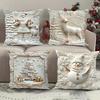 Yousheng 4Pcs Christmas Pillow Cover Santa Reindeer Snowman Tree Cushion Cover Decorative Square Throw Pillow Case for Home Living Room Bedroom Decor
