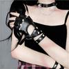 Lolita Accessory Goth Punk Fingerless Gloves Women Knuckle Gothic Rivet Gtrap Pink Black Artificial Leather GloveStage Personali