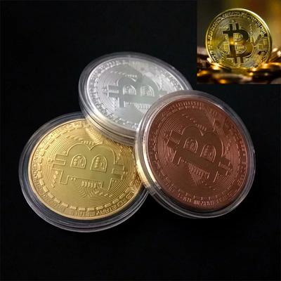 Антикварная криптовалюта Bitcoin, позолоченная коллекционная монета Bitcoin, физическая монета BTC Casascius Metal, памятный подарок в виде художественного произведения