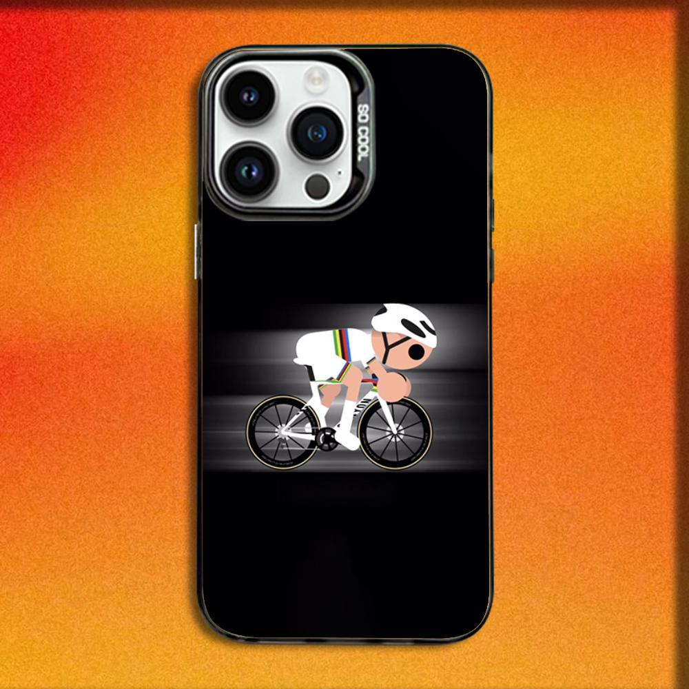Чехол для телефона Велосипед Тур де Франс Для iPhone 16,15,14,13,12,11,Mini,Pro,E,MAX Черный Конфетный Матовый Ударопрочный Чехол