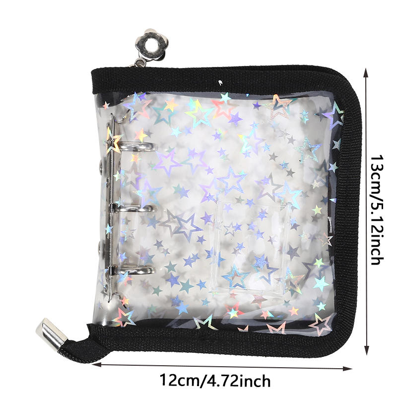 Мини 3-кольцевой папку из ПВХ Дизайн Звезда Лазерная Молния Прозрачный Альбом Для Фото Карточек Хранение Памяти Коллекционирование Изысканный Быстрая Доставка